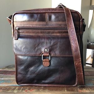 Jack Georges Large Voyager Crossbody Leath…